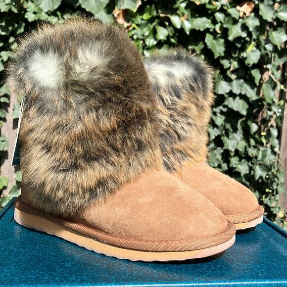 NIB EMU Australia stinger mini Lava Chestnut Sheepskin Boots warm slip on - Picture 1 of 9